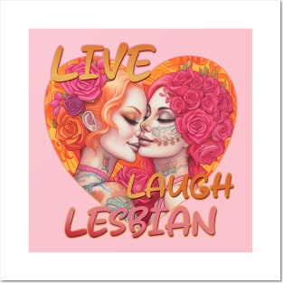 Live Laugh Lesbian Sugar Skull Design Posters and Art